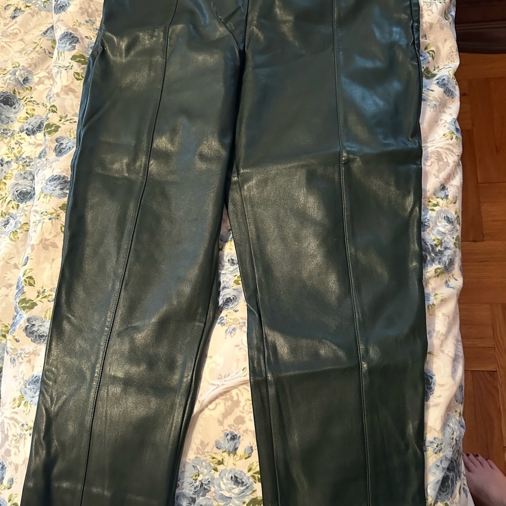 Ann Taylor Dark Green Leather Pants